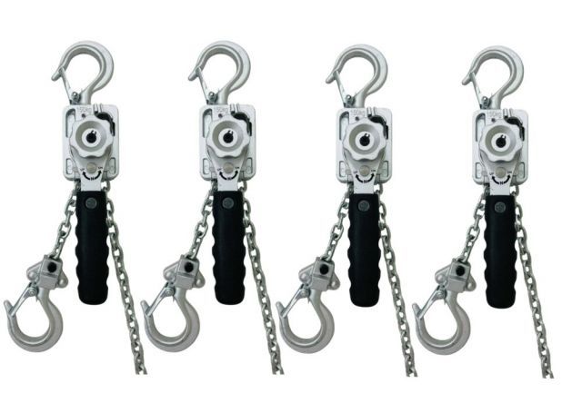 三方良し 4台 アルミ合金鋼製 レバーホイスト 0.15t 150kg チェーン1m 銀色 ホイスト 超小型 超軽量式レバーホイスト チェーンホイスト 手動式 荷締機 チェーンローラー 高品質 チェーンブロック レバーブロック ガッチャ がっちゃ チェンブ