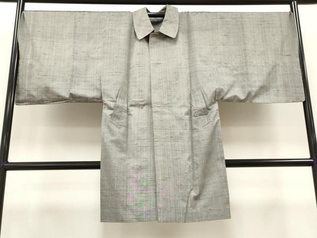 平和屋着物＃男性 和装コート 紬地 霞文 キングサイズ ロング丈 正絹 CAAT5796id