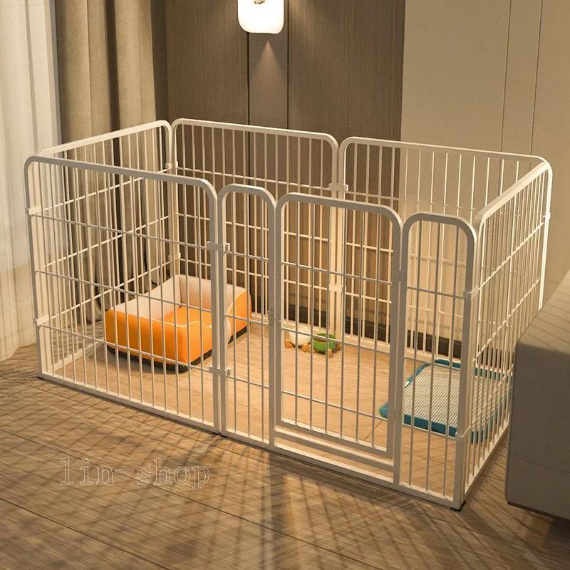 ペットサークル ペットフェンス 縦120×横60×高さ60cm 中型犬用 複数連結 スチール製 組立簡単 折り畳み式 犬ゲージ 全成長期使用可 室内外兼用 犬用サークル ドア付き