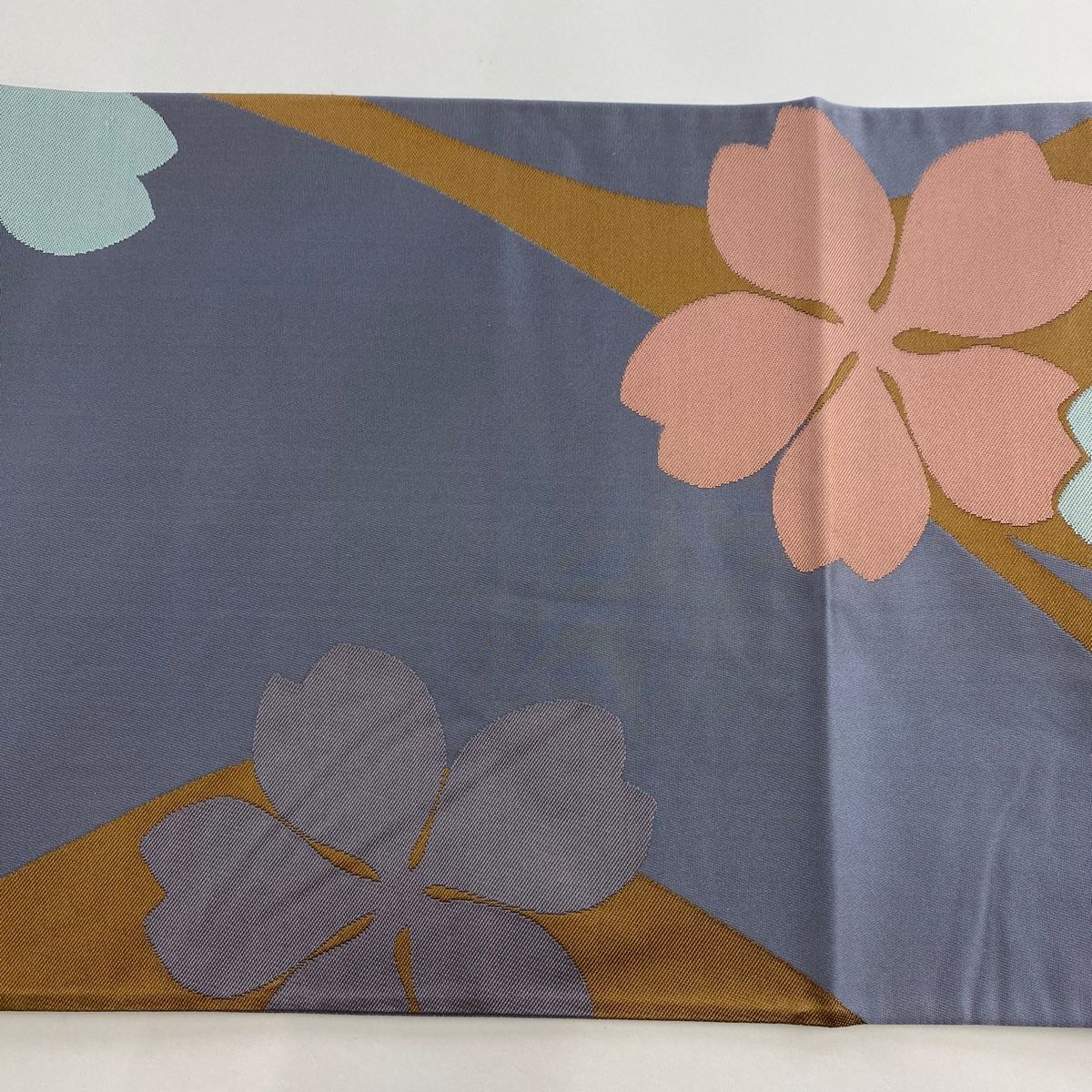 専用帯654 ●辻村ジュサブロー 高級 正絹 六通 袋帯 袋帯 美品 逸品 辻村ジュサブロー 落款 草花 箔 灰茶 六通 正絹