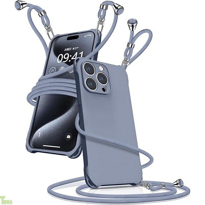 iPhone15 Pro ケース ショルダー シリコン iphone 15 Pro スマホケース アイフォン15Pro カバー 耐衝撃 肩掛け 斜めかけ 縄掛けケース 紐付き 斜めがけ 織りストラップ付き 長さ調整可能 取り外し可能