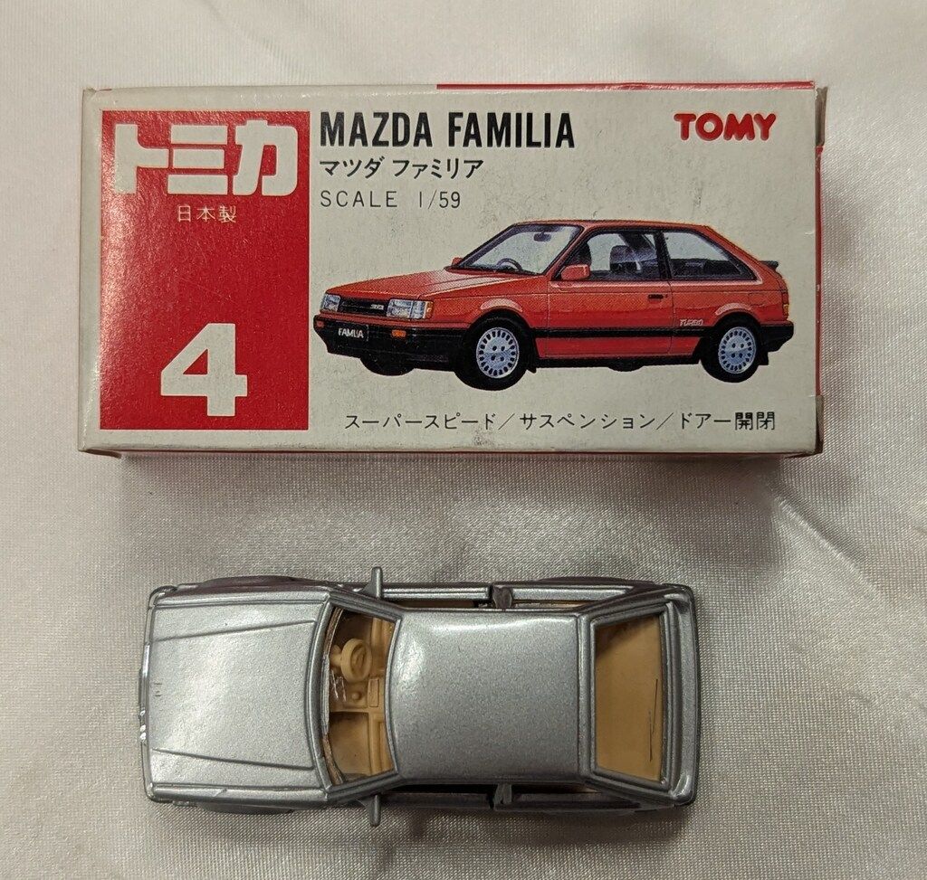 トミー トミカ赤箱 一般輸出 マツダ ファミリア 3ドア 銀 TURBO 4-5-3