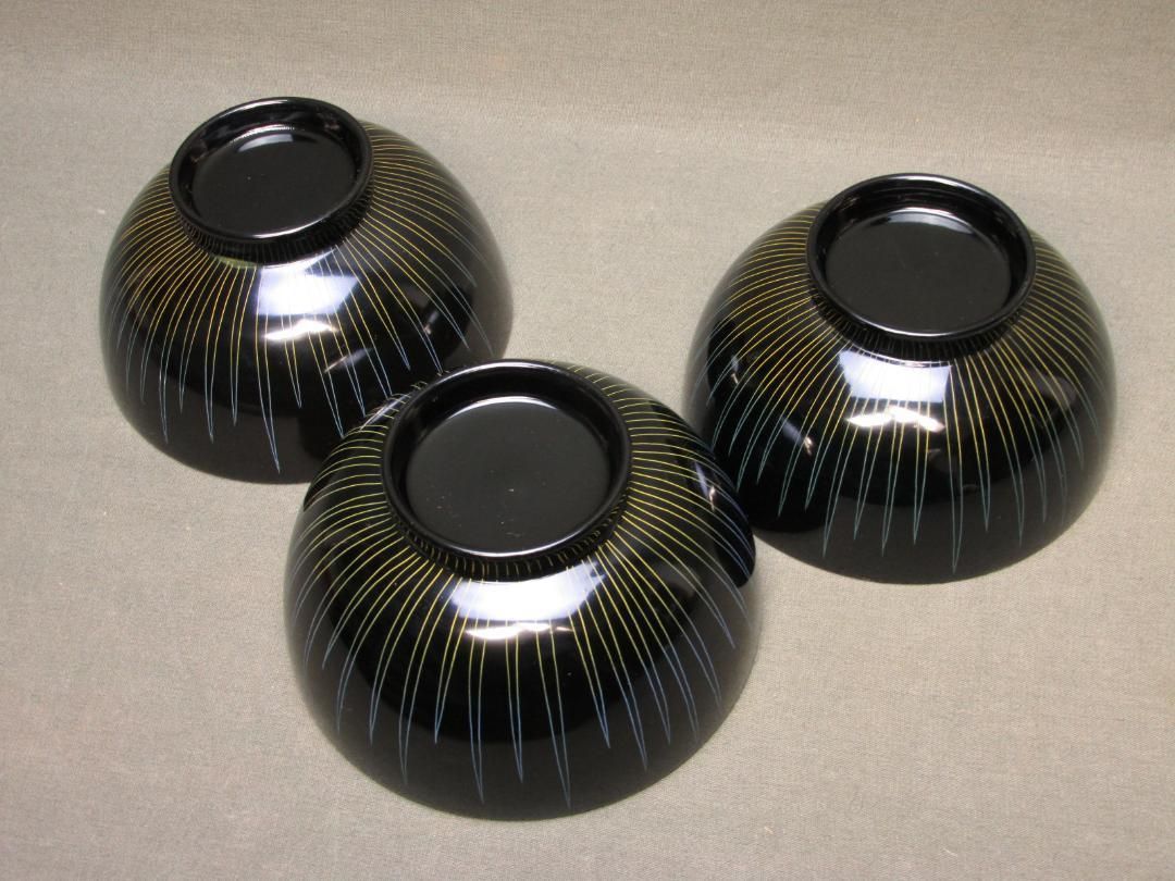 みそ汁椀 吸物椀 天然木 3客セット　山中漆器-1