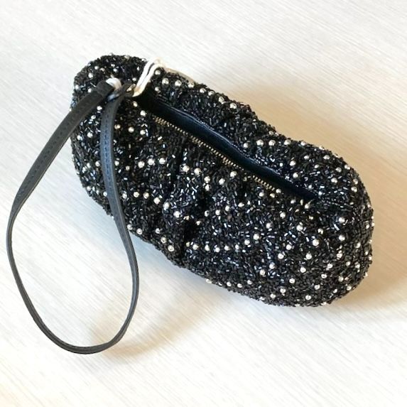STAUD ビーンバッグ 総ビーズ刺繍パーティーバッグ 新品 STAUD 総ビーズ刺繍バッグ パーティーバッグ ビーンバッグ
