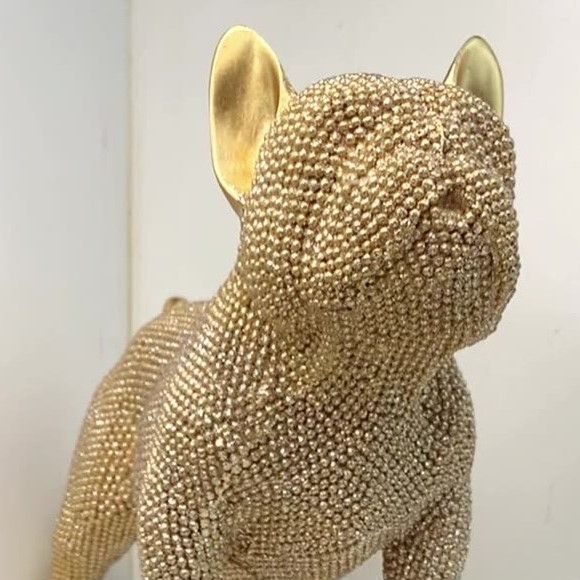 ブルドッグ 置物 飾り ゴールドビーズ ブルドッグ 置物 飾り