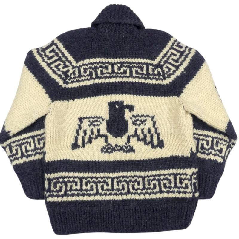 カウチン セーター kanata ニット L カナダ製 カナタ 紺 ネイビー