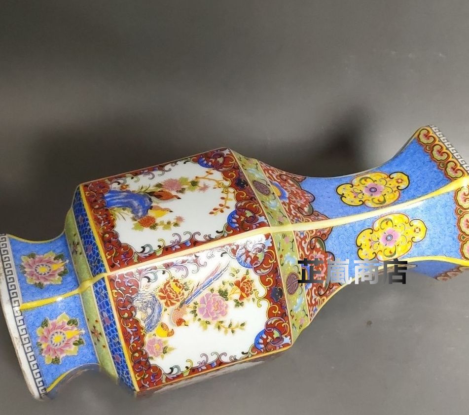 粉彩蒔花鳥六稜花瓶  工芸品 美術品 置物 粉彩蒔花鳥六稜花瓶 工芸品 美術品 置物 - メルカリ