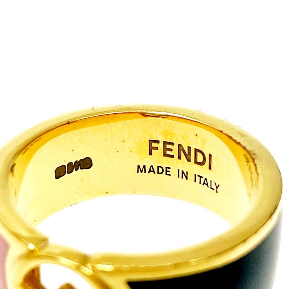 中古】【箱付き】 FENDI フェンディ GP エフイズ ロゴ リング ゴールド