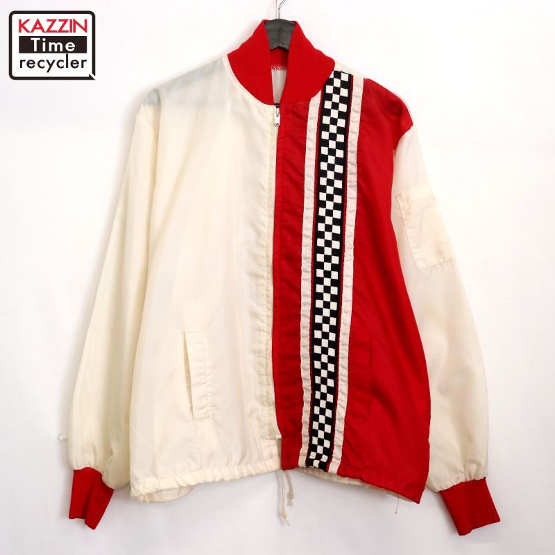 70s vintage チェッカーフラッグ ナイロン レーシングジャケット