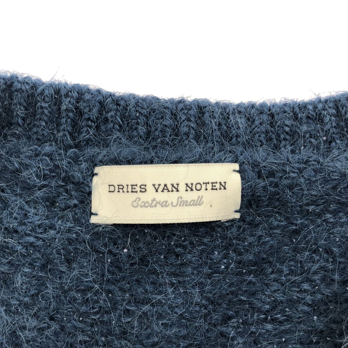 DRIES VAN NOTEN ドリスヴァンノッテン ビジューデザイン ショートスリーブニットセーター  ブルー XS DRIES VAN NOTEN ドリスヴァンノッテン ビジューデザイン ショート