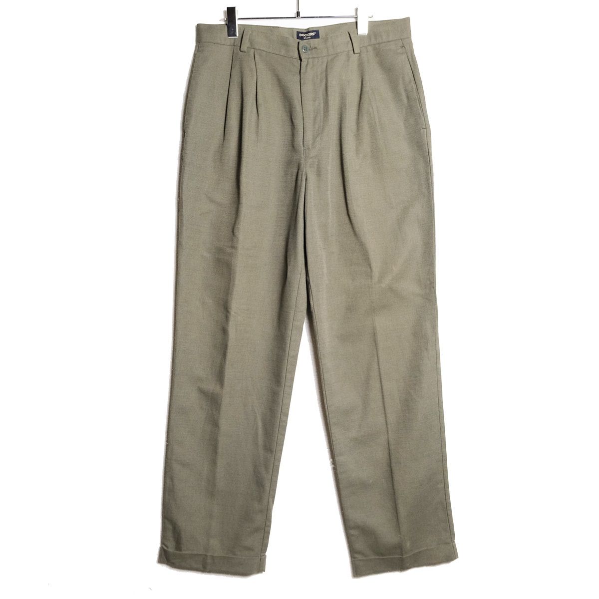 00's リーバイス ドッカーズ ２タック コットン リネン パンツ (34×32) 緑系 00年代 旧タグ オールド Levi's DOCKERS Y2K　アメリカ古着 USED  ビンテージ ヴィンテージ