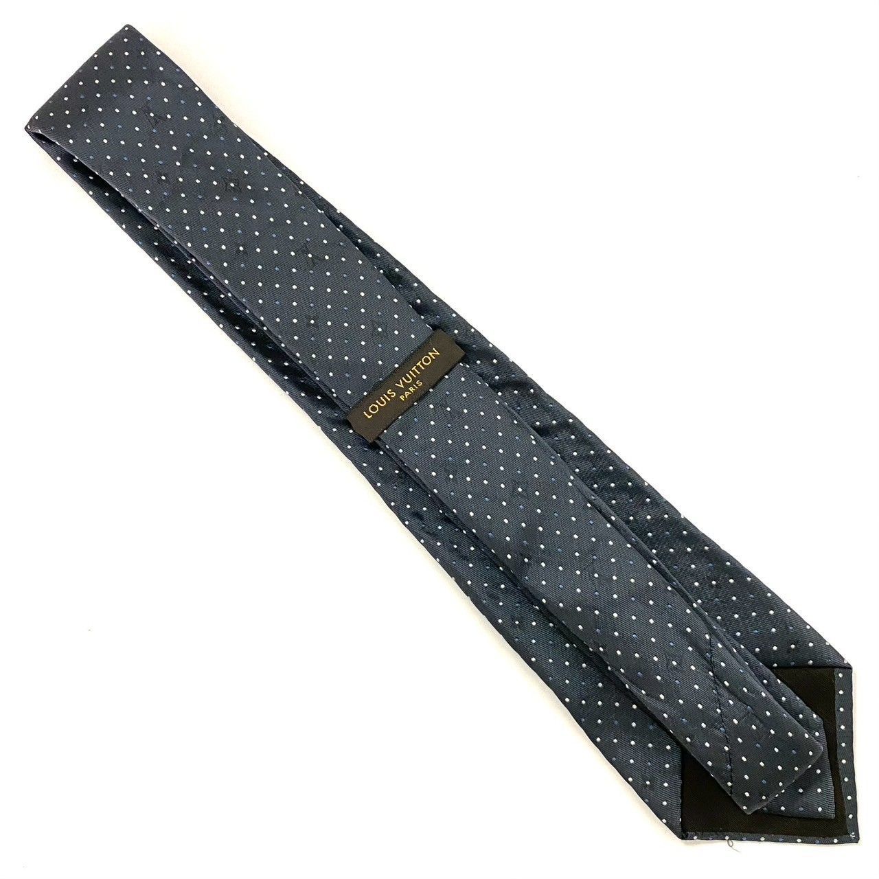 LOUIS VUITTON モノグラム柄 ドット 水玉 シルク イタリア製 ネクタイ