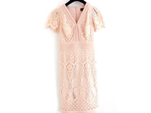 TADASHI SHOJI タダシショージ サイズ2 ワンピース ドレス ピンクベージュ系 レディース レース □7F