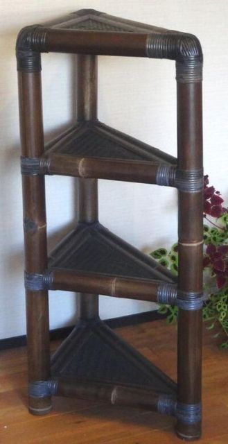 アジアン家具》バンブー・コーナーラック アジアン家具 飾り棚 棚