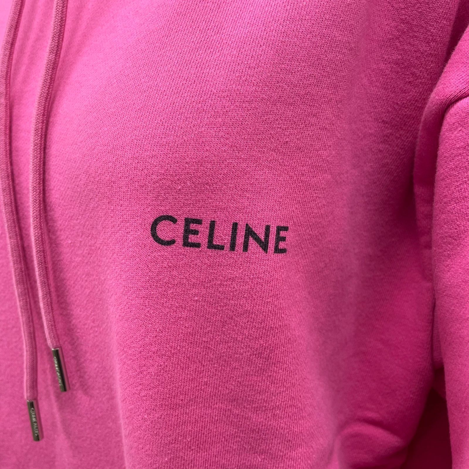 セリーヌ CELINE ルーズフーディ ピンク 現行・完売品】CELINE セリーヌ ルーズフーディー コットン