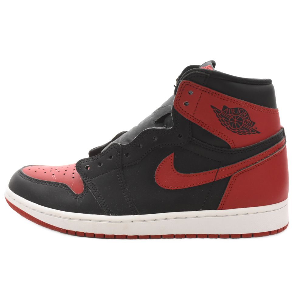 NIKE (ナイキ) AIR JORDAN 1 RETRO HIGH OG BRED PATENT エアジョーダン1レトロハイ ブレッド パテント  ハイカットスニーカー US9.5/27.5cm ブラック/レッド 555088-063