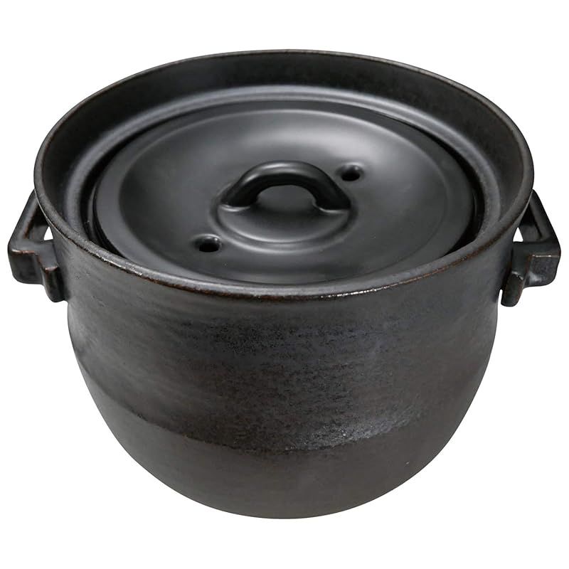 スズ木 萬古焼 ごはん 土鍋 4合 黒 2061-4028 2300ml 0