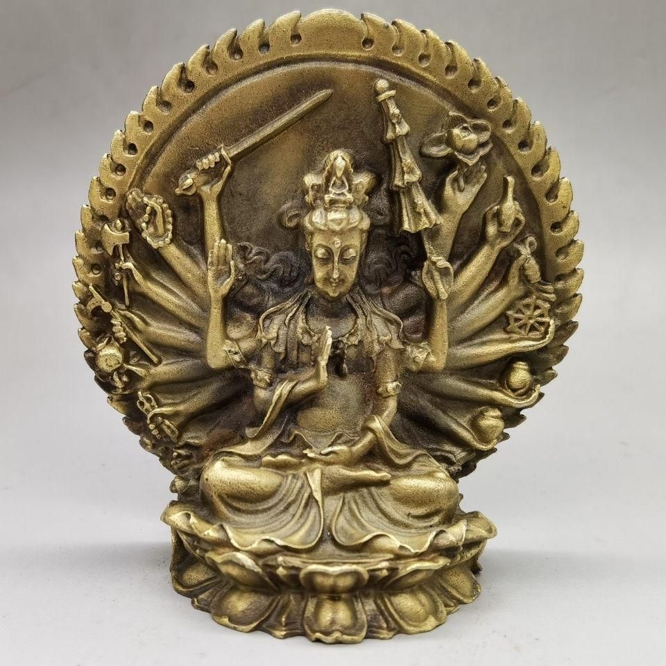 銅細工 千手観音菩薩像 観音銅像 装飾品 工芸品 美術品 置物 銅器 千手観音 仏像 装飾品 工芸品 美術品 置物 - メルカリ