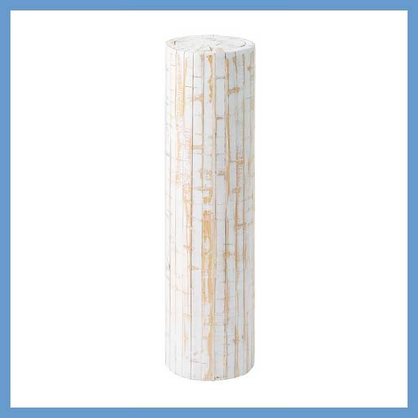 天然木 パイン の丸太型グリーンベース 鉢置き台 約φ20×H68cm No.926 ホワイト