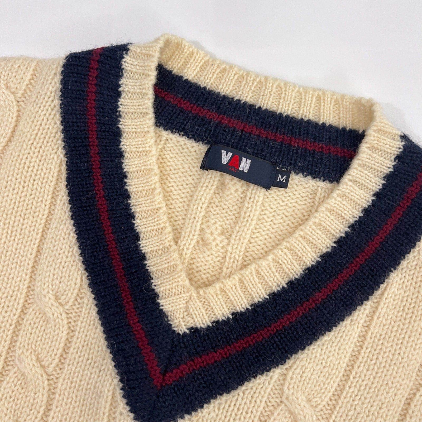 VAN JAV ヴァンヂャケット Vネック ケーブルニット セーター M