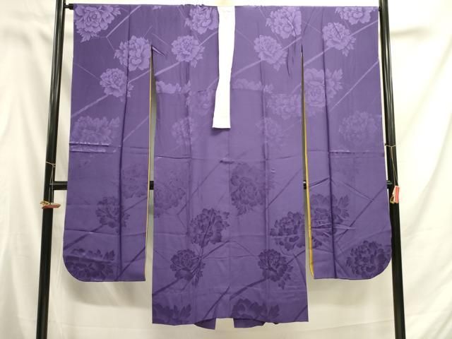 平和屋着物 振袖用長襦袢 無双仕立て 牡丹地紋 滅紫色 正絹 DAAY2046op