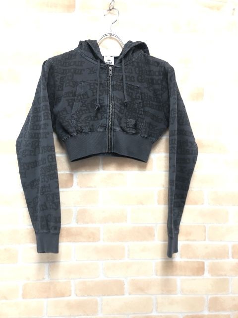 【中古】 X-girl  エックスガール  コンパクト ジップアップ フーディー グレー S 111422533 中古】 X-girl エックスガール コンパクト ジップアップ