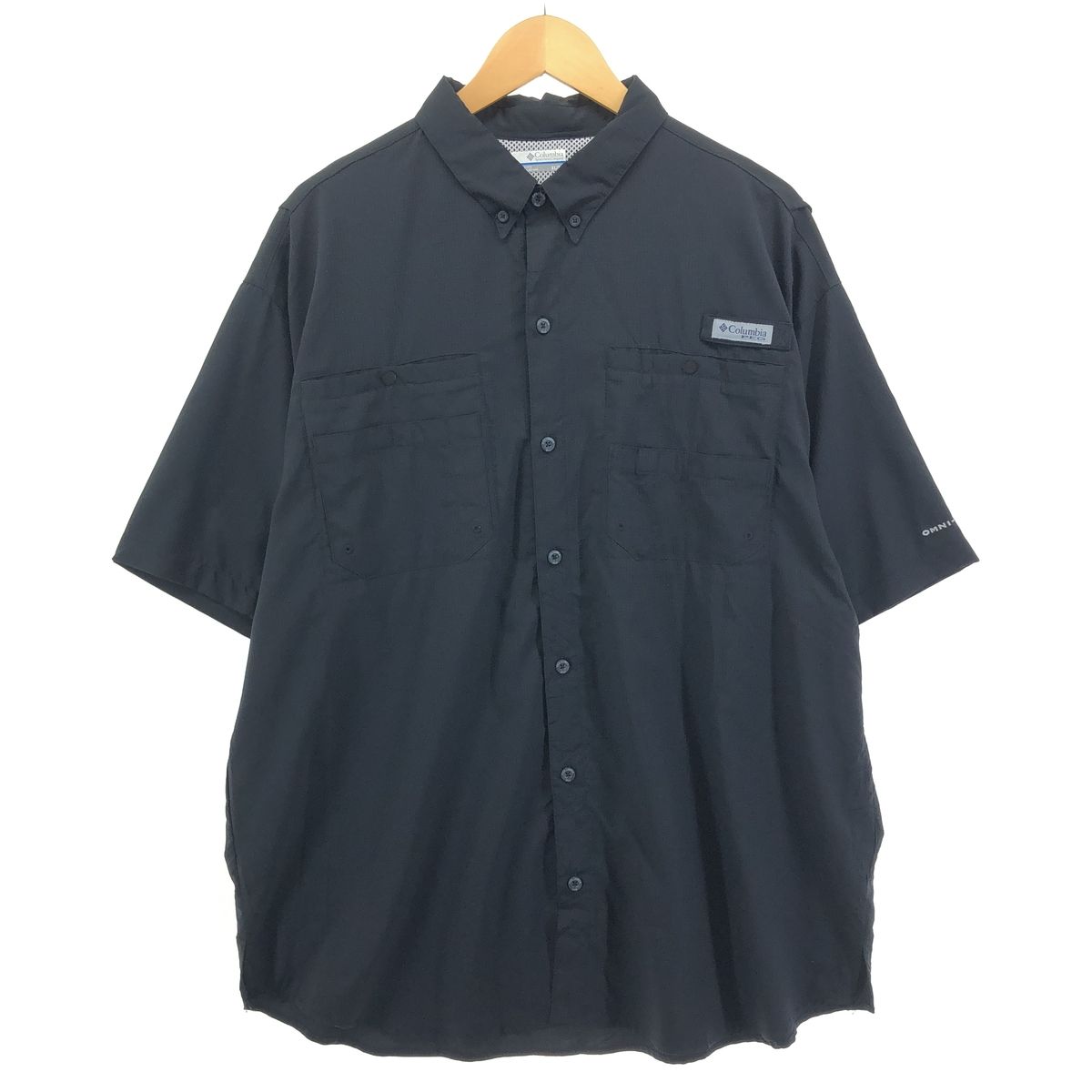 古着 コロンビア Columbia PFG OMNI-SHADE リップストップ ボタンダウン 半袖 フィッシングシャツ メンズXL相当/eaa552837