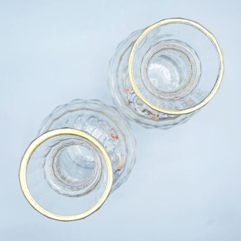 LOBMEYR ロブマイヤー 中世恋人文カラフ 一対 エナメル彩 金彩 約24.5cm T09-t064 WWW_IBETON_RU