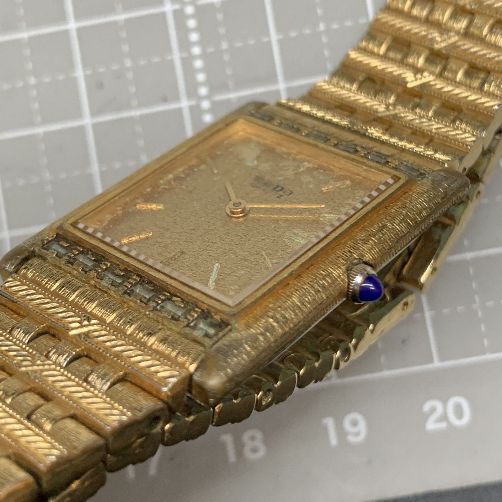 O362　不動 石付き Vintage Rado  スクエア ゴールド クォーツ レディース 腕時計 RADO  砂目ゴールドダイヤル　ラドー O362 不動 石付き Vintage Rado スクエア ゴールド クォーツ