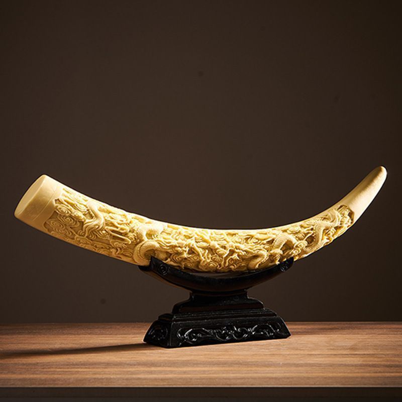 置物 オブジェ 荘厳 象牙 模造 カラーバリエーション有 黄色 イエロー  