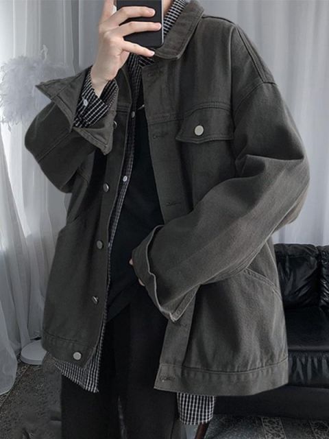 種類8：XL/D：緑 秋冬 コーデ メンズ  服 シンプル ファッション オシャレ 大人 かっこいい 大きいサイズ ストリート 紳士服  ブラック デニム ジャケット 厚手 カジュアル アメリカン レトロ 
