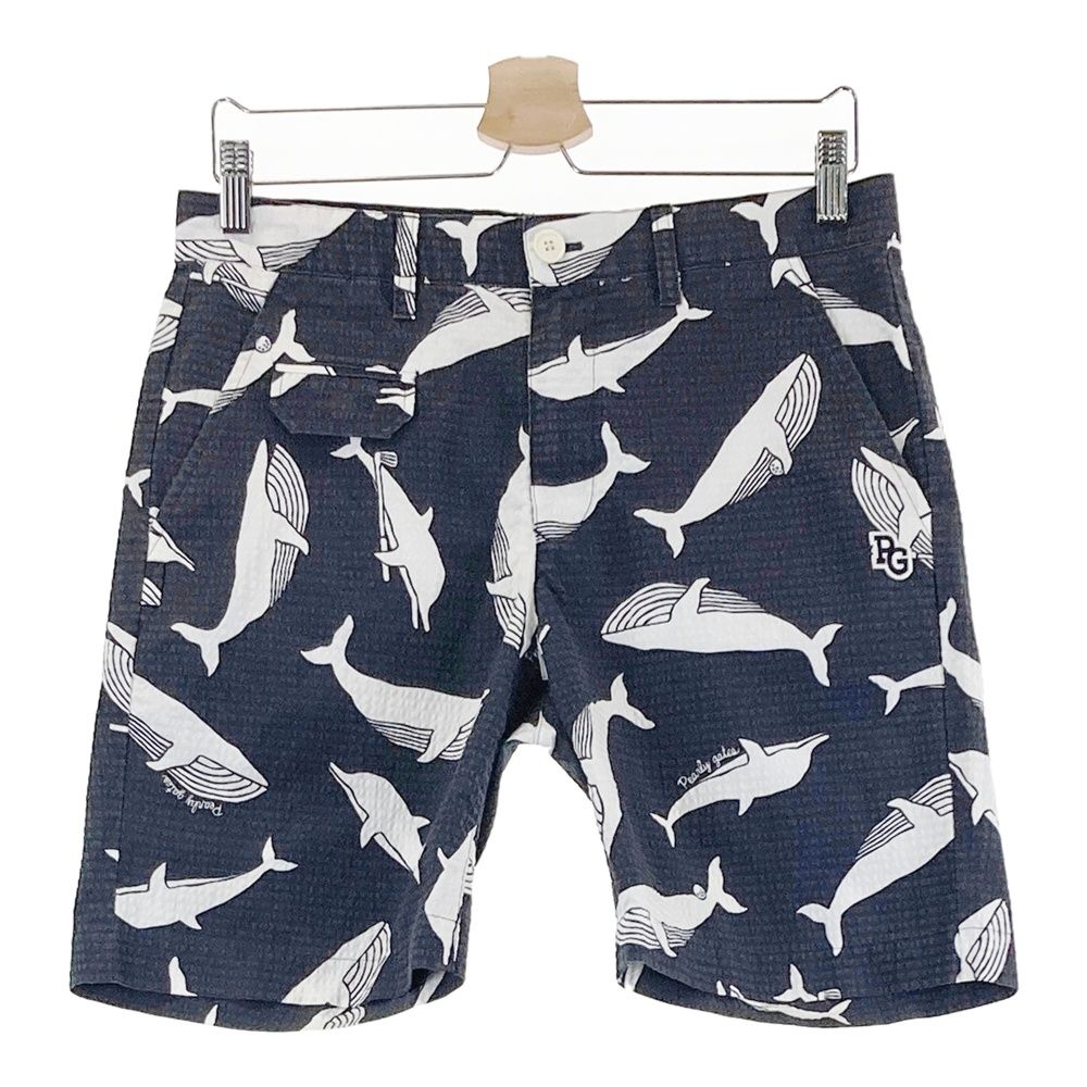 4 パーリーゲイツ 通気性抜群 シアサッカー生地 クジラ柄 ショートパンツ サイズ：4 PEARLY GATES パーリーゲイツ シアサッカー ハーフパンツ