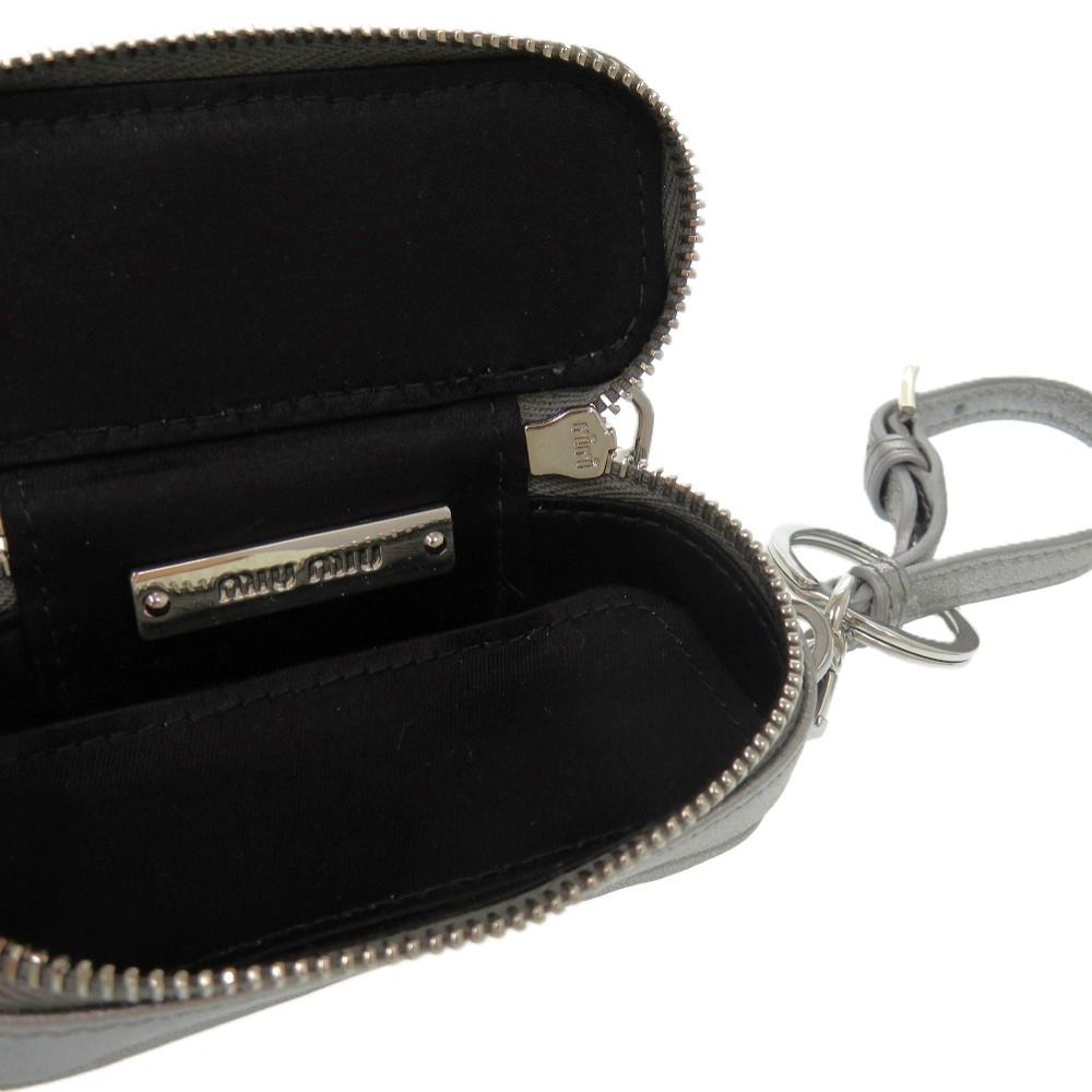 新品同様 ミュウミュウ マテラッセ 5TL518 レザー メタル シルバー