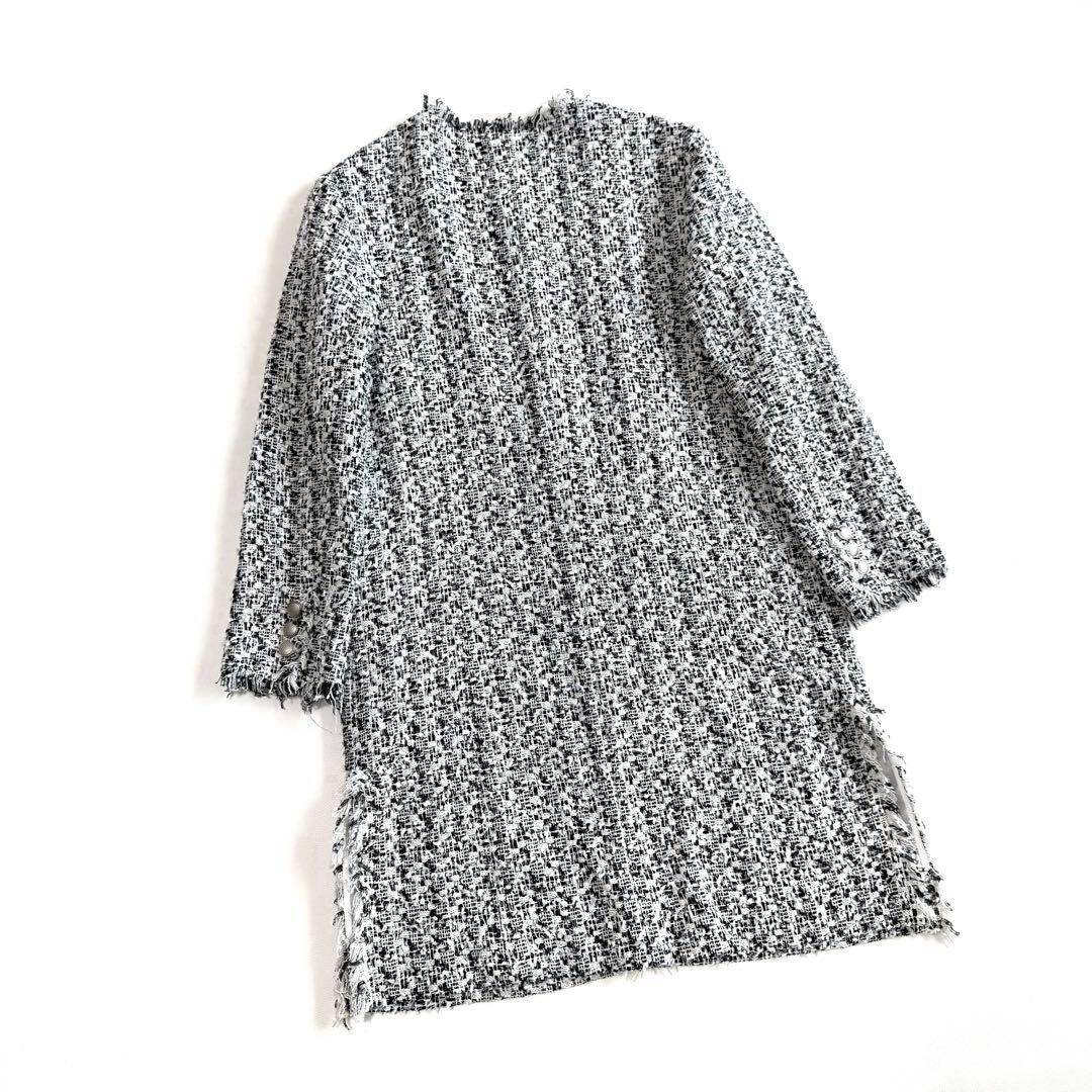 マルティニーク ツイード フリンジ ノーカラーコート ロング - メルカリ