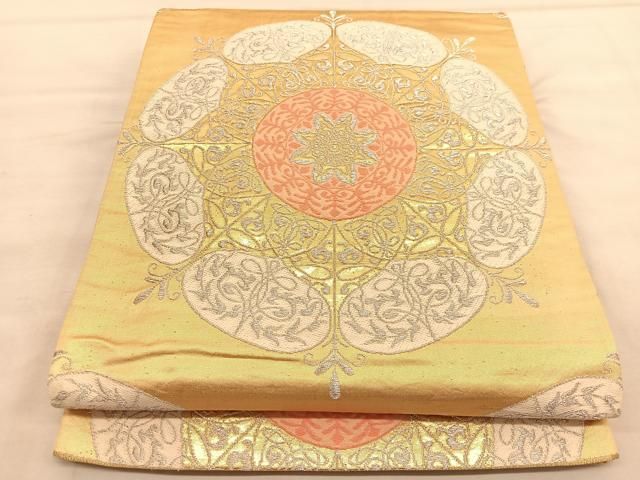 ［3138］袋帯 美品 唐織 華織 辻ヶ花 六通 逸品 正絹 着物 フォーマル 平和屋着物◎六通柄袋帯 唐織 飾花唐草文 金銀糸 正絹 逸品