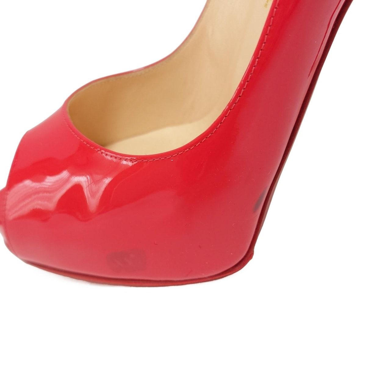 Christian Louboutin ルブタン オープントゥ 36 レッド CHRISTIAN LOUBOUTIN(クリスチャンルブタン) パンプス 36 1/2