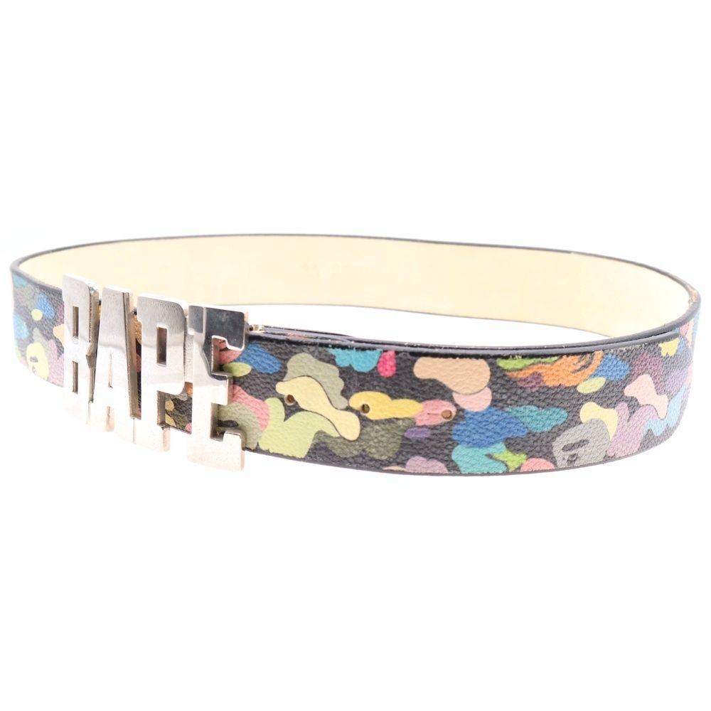 BAPE ラインストーンバックルブラックマルチカモ柄 ベルト M 【公式