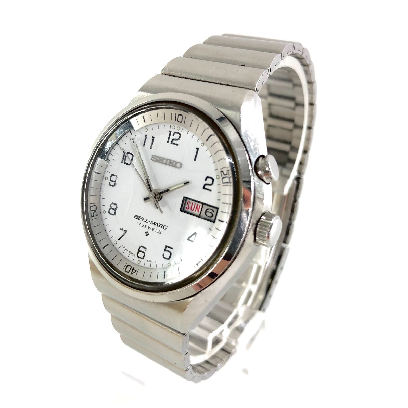 SEIKO セイコー BELL-MATIC ベルマチック 4006-6070 デイデイト ST/AT メンズ腕時計 ホワイト文字盤 稼働【ND-784】