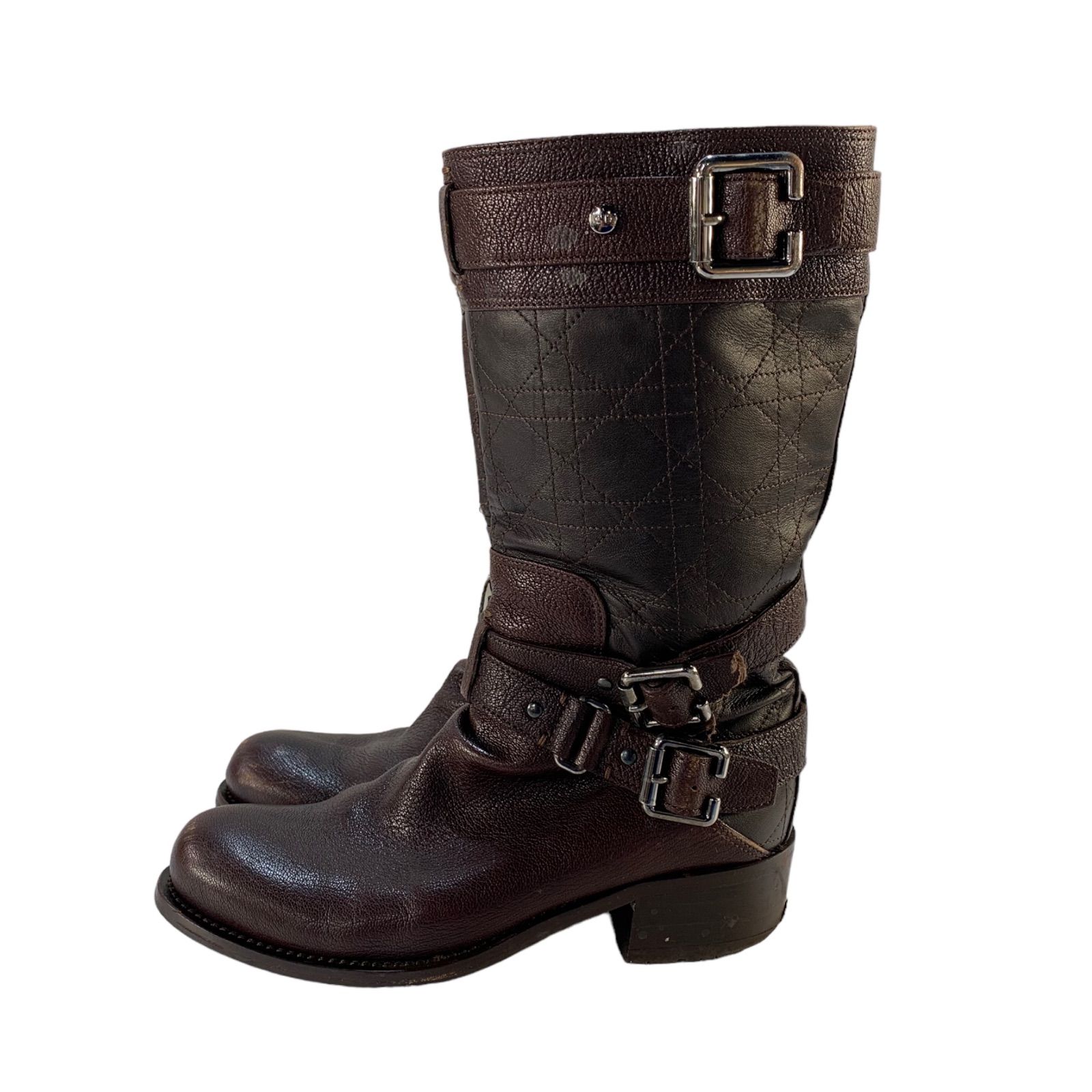 ☆CHRISTIAN DIOR ディオール キルティング レザー バックル