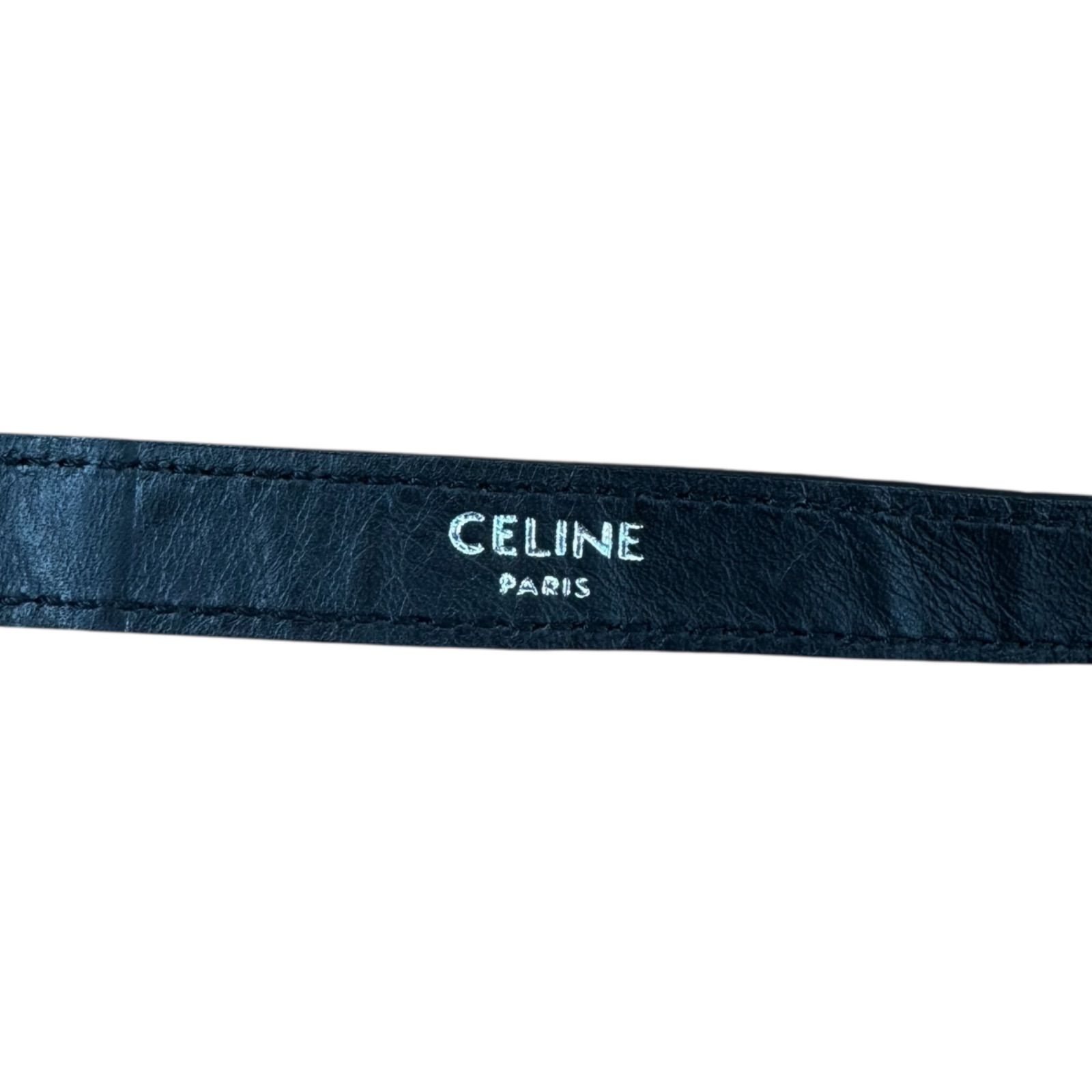CELINE レザー サスペンダー ブラック クロコ型 新品未使用 CELINE】LEATHER SUSPENDER セリーヌ レザー クロコ型押し