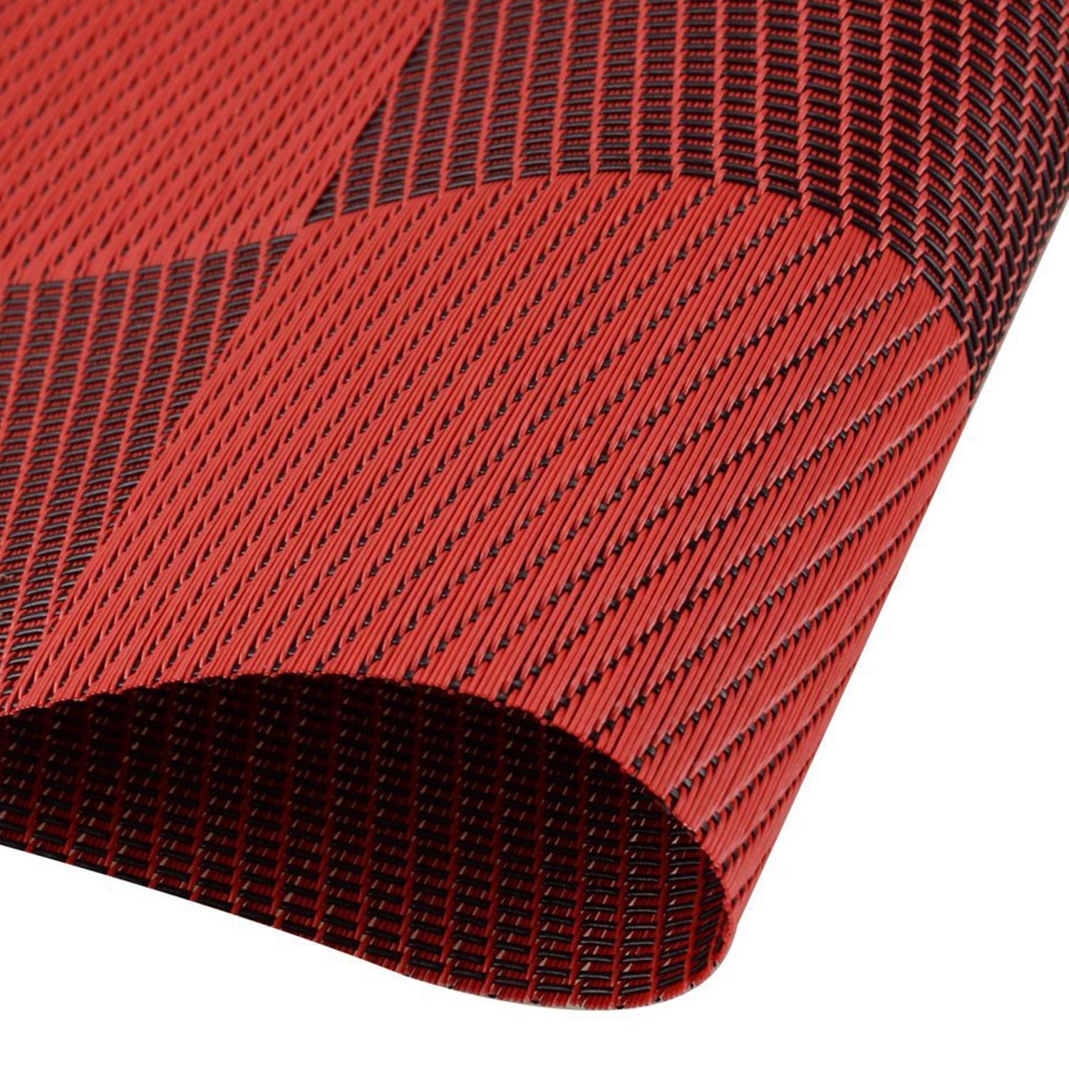  売切注意 お早めに 防汚 撥水 断熱 全 選択 滑り止め 格子縞 北欧 お手入れ簡単 おしゃれ PVC ランチョンマット レッド× Topfinel ランチョンマット テーブル用品