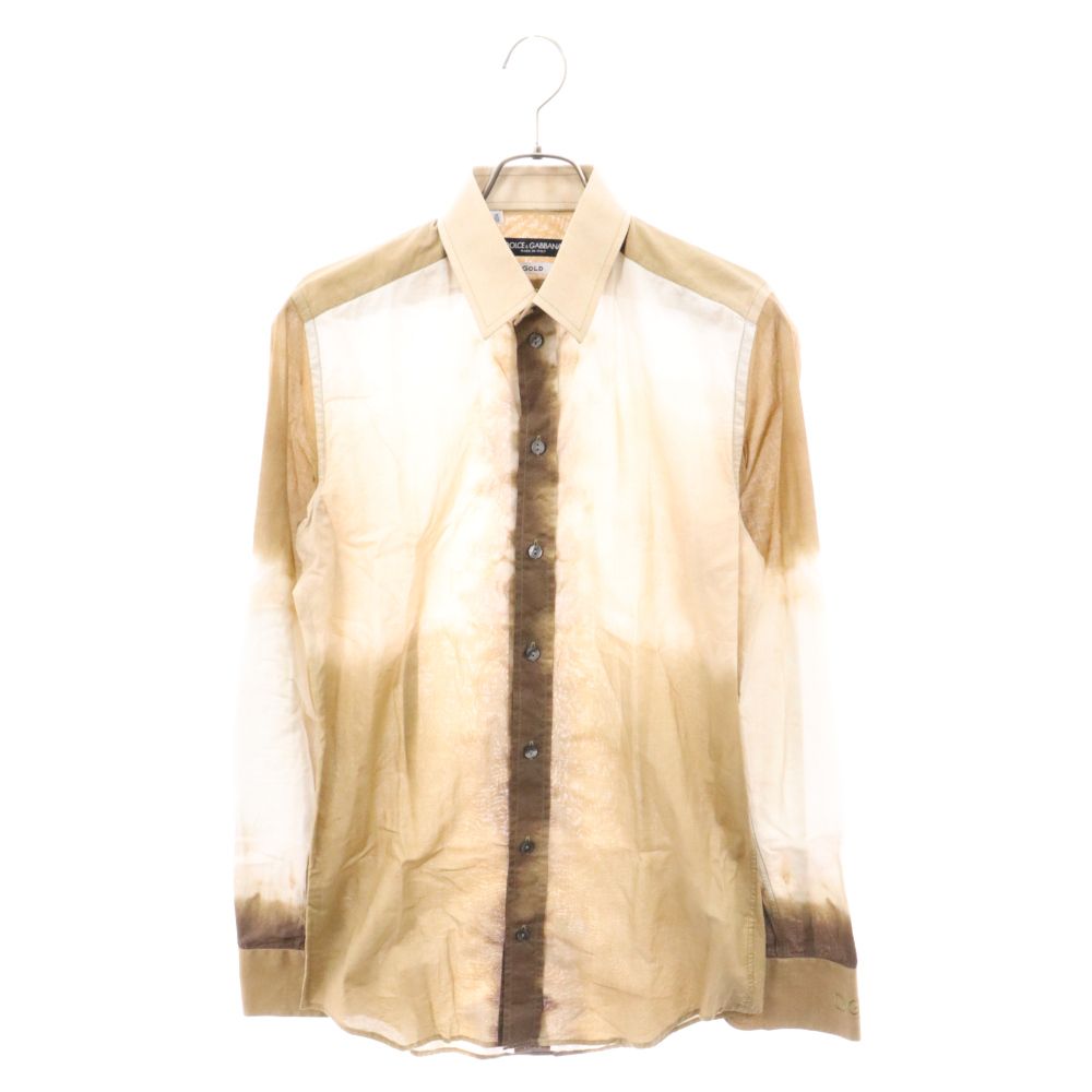 DOLCE u0026 GABBANA (ドルチェアンドガッバーナ) 染加工プリント長袖シャツ ベージュ