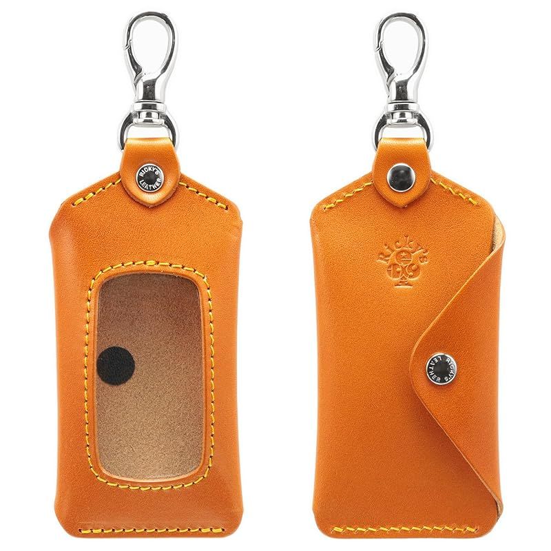 【新作入荷，格安】 【新着商品】ナスカンタイプ スマートキーケース Lサイズ 栃木キャメル 【Ricky's】 単体 ほぼ 全機種対応 スマートキー クリア窓 窓付き キーケース キーレス ケース キーカバー 玄関扉 鍵 家 ファッション雑貨
