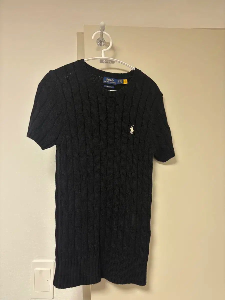 Polo Ralph Lauren ケーブル編み半袖ニット Ｓ　ブラック ポロ Ralph Lauren(ラルフローレン) レディース 半袖 ケーブル