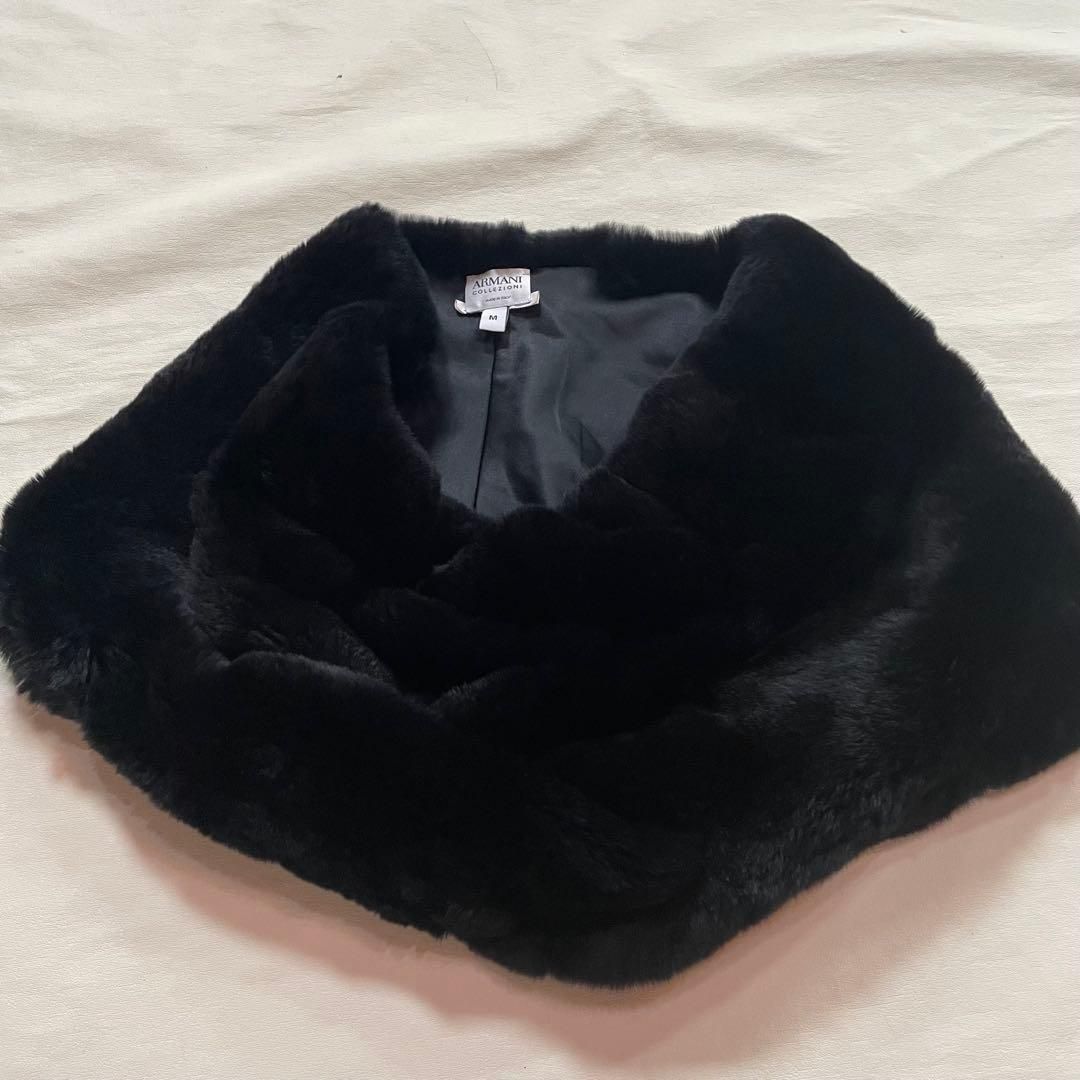 アルマーニの暖か毛皮リアルファー スヌード ブラック