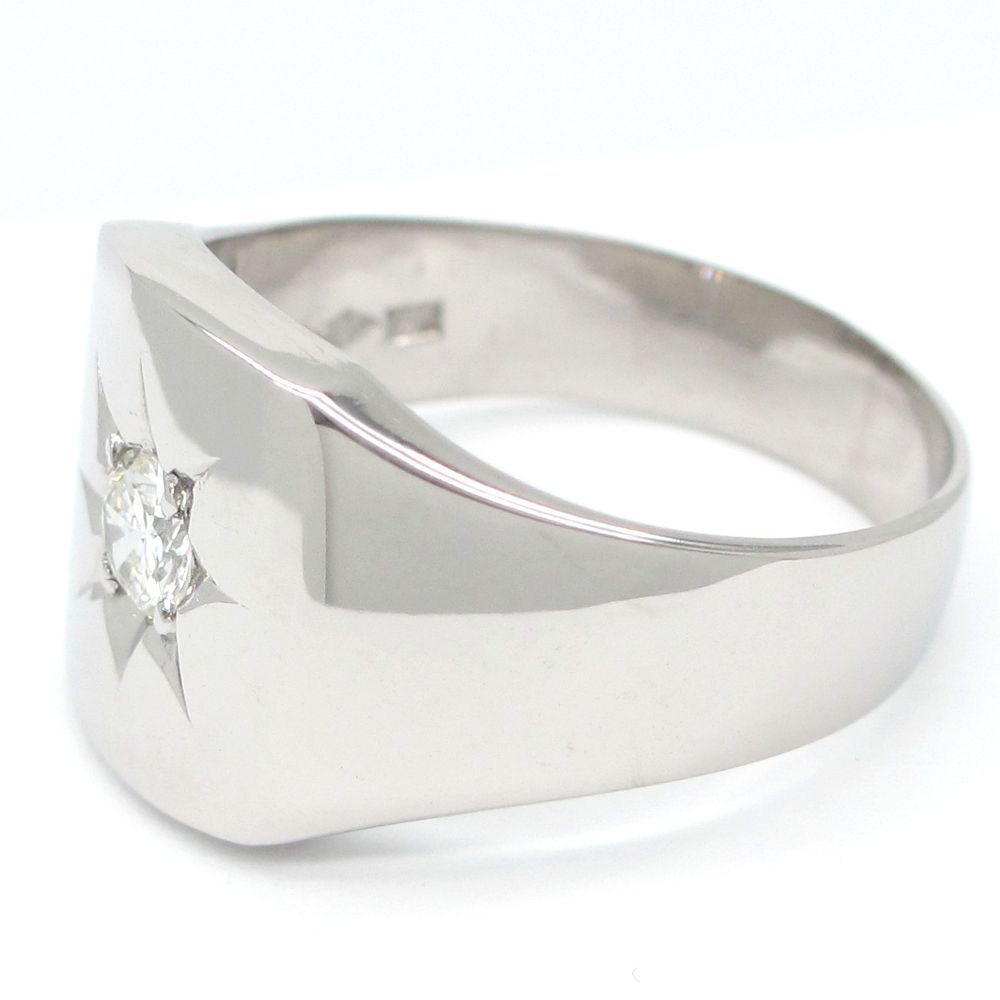 Pt850 プラチナ ダイヤモンド 0.24ct 指輪 ダイヤ 印台型 メンズ 仕上げ済 リング サイズ18号 質屋 4月誕生石 WWW_SHINETEETH_COM
