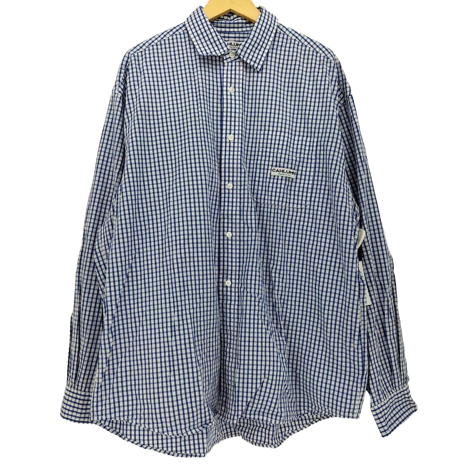ユーズドフルギ USED古着 CAHLUMN Directed by A.H ロゴパッチ チェック柄 レギュラーカラー L/S シャツ メンズ import：XL 