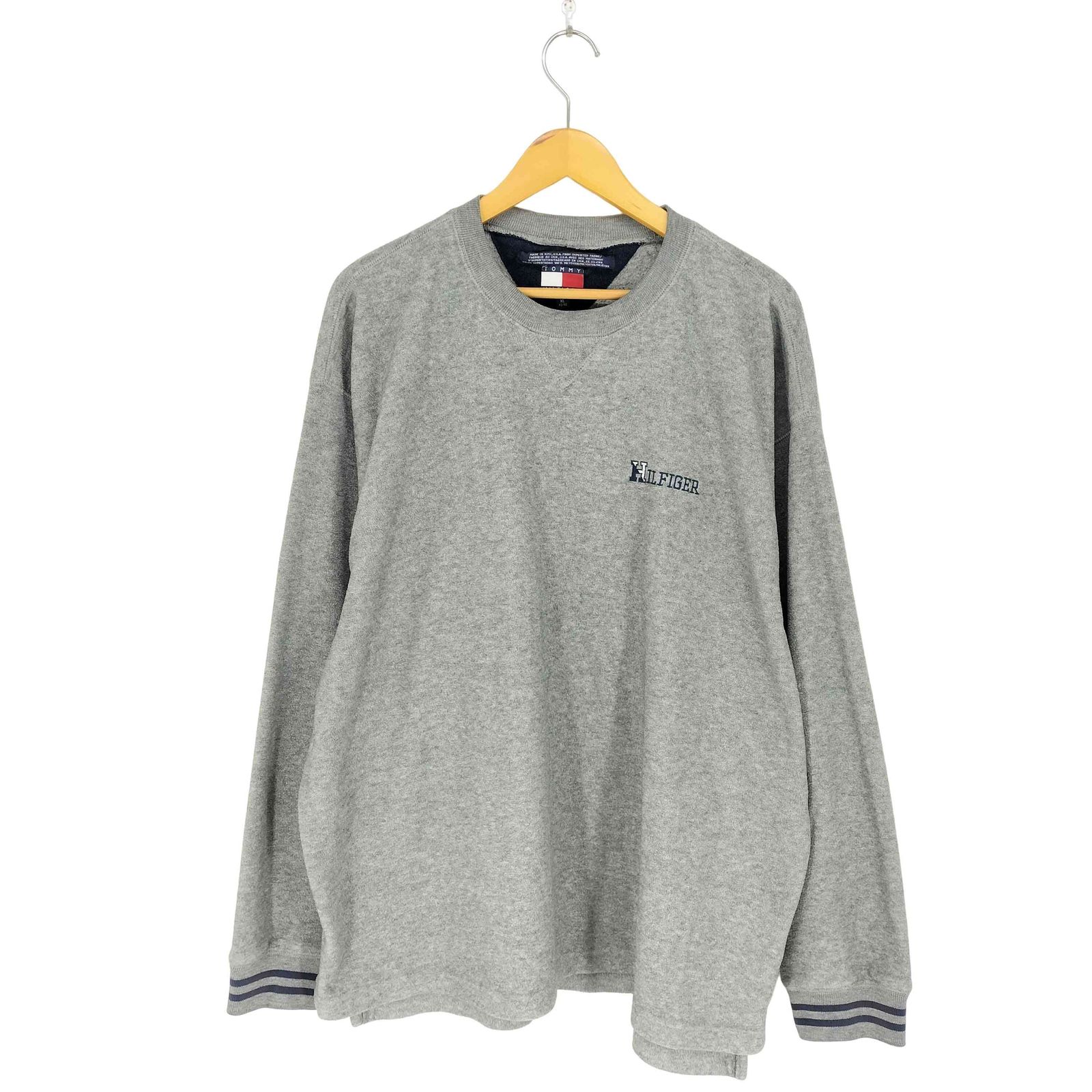 トミーヒルフィガー TOMMY HILFIGER MADE IN USA ロゴ刺繍フリースプルオーバー メンズ JPN：XL 