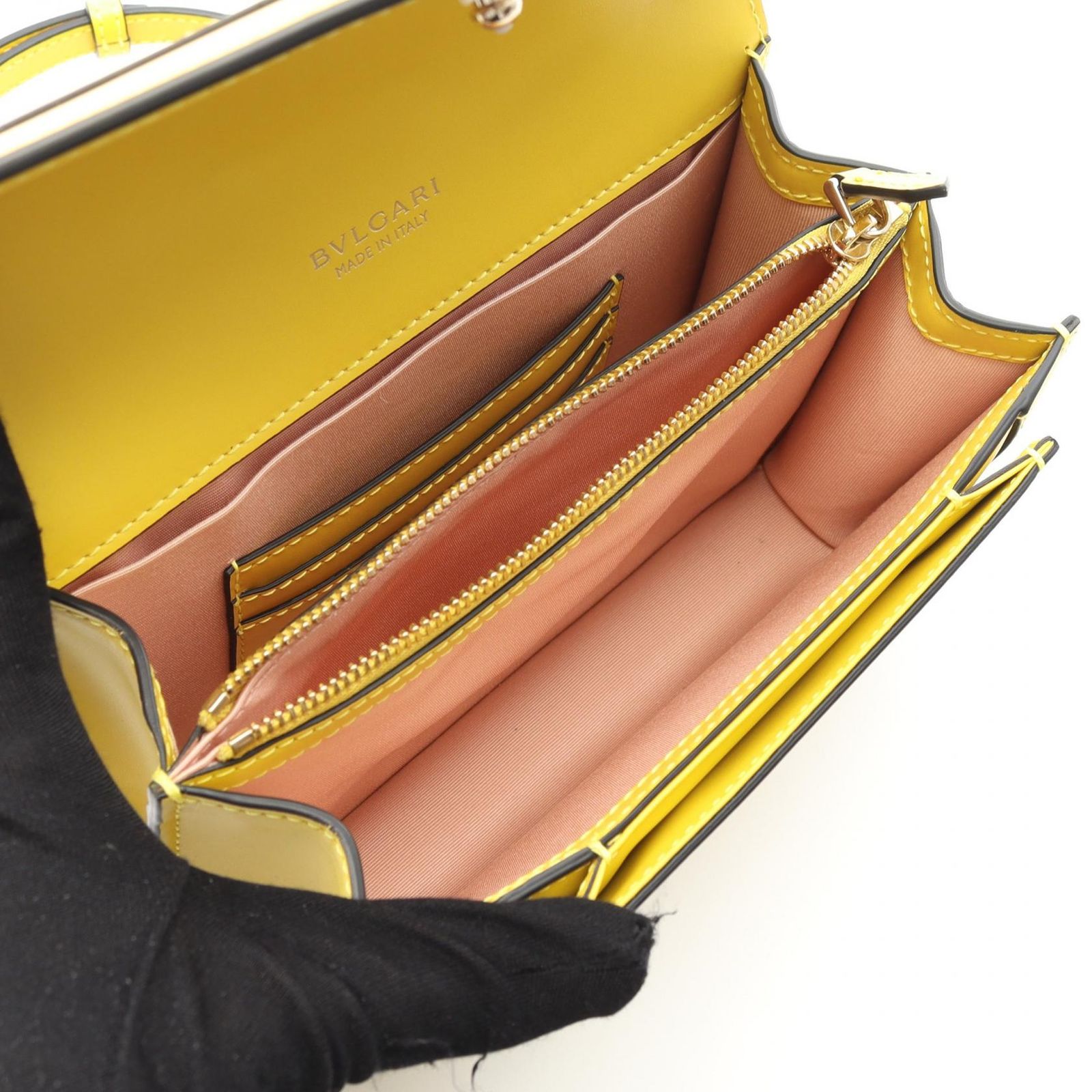 ブルガリ セルペンティ チェーン ショルダーバッグ イエロー レザー