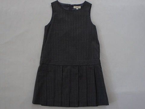 【品質保証，豊富な】 ミルフィーユ mille feuille 銀座サエグサ sayegusa アウトレット 子供服 女の子 120cm ジャンパースカート グレー ストライプ 受験 面接 卒園式 入学式 フォーマル 春 秋 冬 ★4 ガールズ 【中古】 セ ジャンバースカート